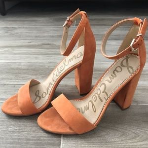 Sam Edelman orange, suede heels Size 7